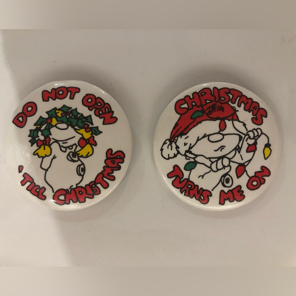 3/$40 Humorous Vintage Christmas Button Pins